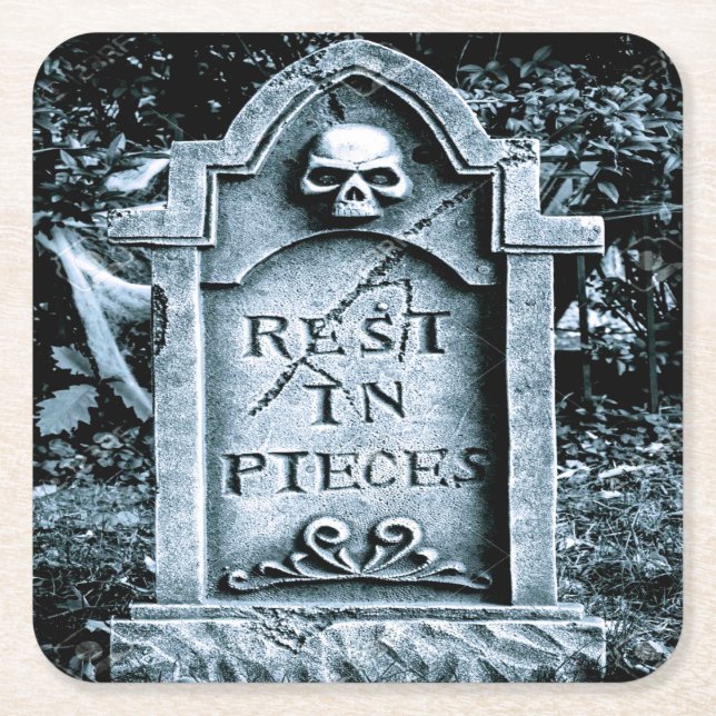 Porta-copo De Papel Quadrado Gravestone Grave Halloween (Frente)