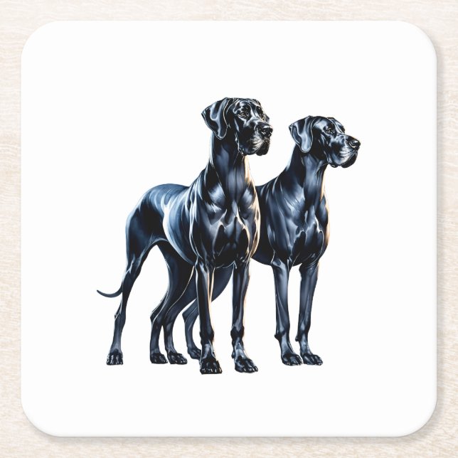 Porta-copo De Papel Quadrado Great Danes Watercolor (Frente)