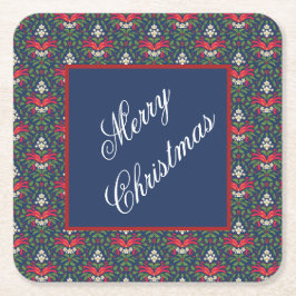 Porta-copo De Papel Quadrado Green Holly Sai, Berries Vermelhos, Arco Vermelho