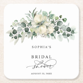 Porta-copo De Papel Quadrado Greenery Eucalyptus Bridal Shower