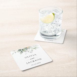 Porta-copo De Papel Quadrado Greenery, Eucalyptus Sai, Casamento Botânico