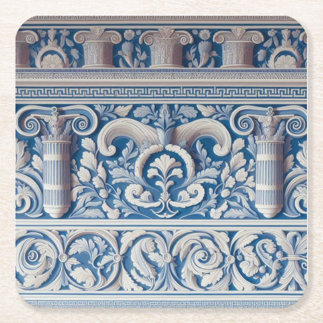 Porta-copo De Papel Quadrado Grego antigo (Frente)