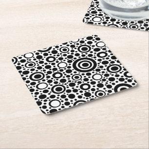 Porta-copo De Papel Quadrado Grelha de pontos e círculos pretos + seu backgr.