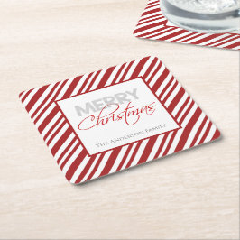 Porta-copo De Papel Quadrado Greve de Natal de Candy Cane | Personalizado