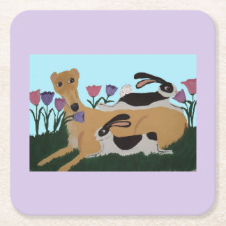 Porta-copo De Papel Quadrado Greyhound com coelhinhos