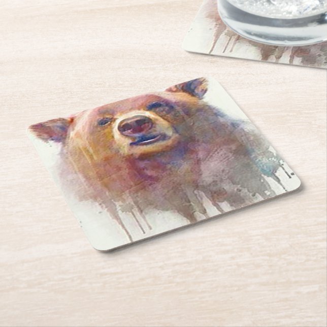 Porta-copo De Papel Quadrado "Grin & Bear" (Inclinado)