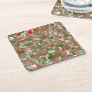 Porta-copo De Papel Quadrado Groovy Boho Mod Retro Natal Geométrico