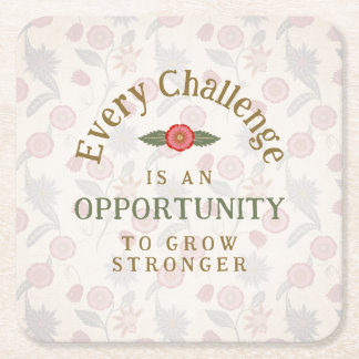 Porta-copo De Papel Quadrado "Grow Stronger" Affirmation