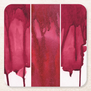 Porta-copo De Papel Quadrado Grupo de abstrato vermelho da aguarela pintado mã