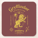 Porta-copo De Papel Quadrado GRYFFINDOR™ Determination Courage Bravery Crest<br><div class="desc">Show your house pride with this bold Gryffindor™ crest design, celebrating the values that define the bravest of witches and wizards. Featuring the iconic lion standing proudly before a shield, this striking artwork highlights Gryffindor’s core traits — Courage, Determination, and Bravery — in a powerful, vintage-inspired layout. The rich house...</div>