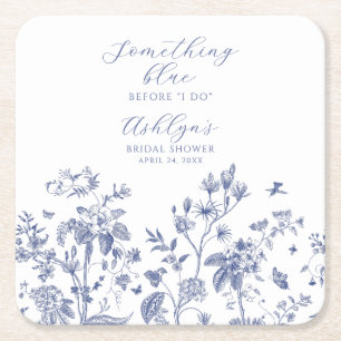 Porta-copo De Papel Quadrado Guarda-papel para Chá de Bebê "Something Blue"