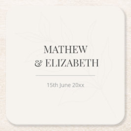 Porta-copo De Papel Quadrado Guardanapo de Casamento Botânico Minimalista | Mar