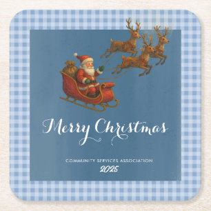 Porta-copo De Papel Quadrado Guardanapo de Papel Papai Noel Rena Natal Feliz