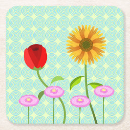 Porta-copo De Papel Quadrado guardanapos de flores para a coleção de aniversári