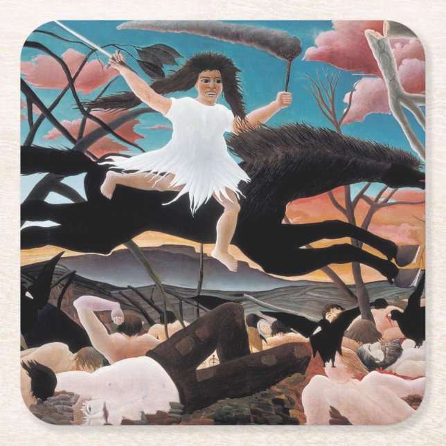 Porta-copo De Papel Quadrado Guerra, Henri Rousseau, 1894 (Frente)
