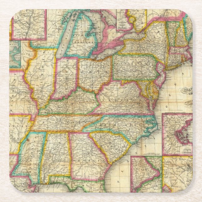 Porta-copo De Papel Quadrado Guia dos viajantes de Mitchell (Frente)