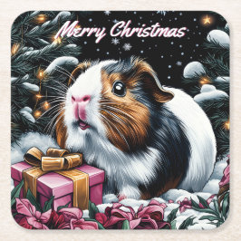 Porta-copo De Papel Quadrado Guiné Pig Christmas