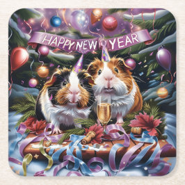 Porta-copo De Papel Quadrado Guiné Pigs no Ano Novo