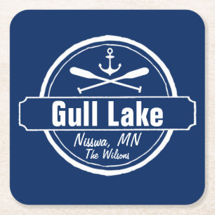 Porta-copo De Papel Quadrado Gull a âncora de Minnesota do lago, a cidade das