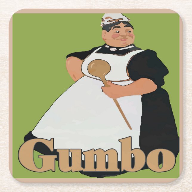 Porta-copo De Papel Quadrado Gumbo Cook (Frente)