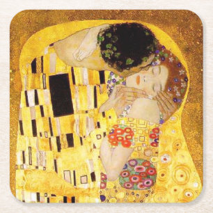 Porta-copo De Papel Quadrado Gustav Klimt A Pintura Clássica Beija
