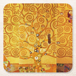 Porta-copo De Papel Quadrado Gustav Klimt Árvore da Vida: Art Nouveau Simbolist