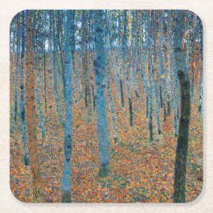 Porta-copo De Papel Quadrado Gustav Klimt Floresta de Faia Arte Fino Vintage