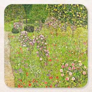 Porta-copo De Papel Quadrado Gustav Klimt Orchard com Rosas