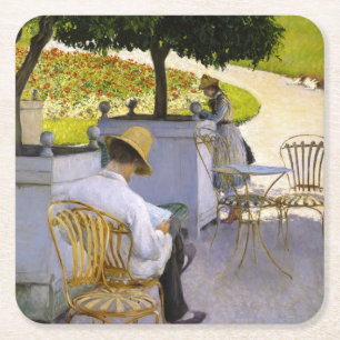 Porta-copo De Papel Quadrado Gustave Caillebotte - As Árvores Laranja