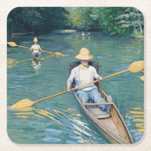 Porta-copo De Papel Quadrado Gustave Caillebotte - Barcos no Yerres