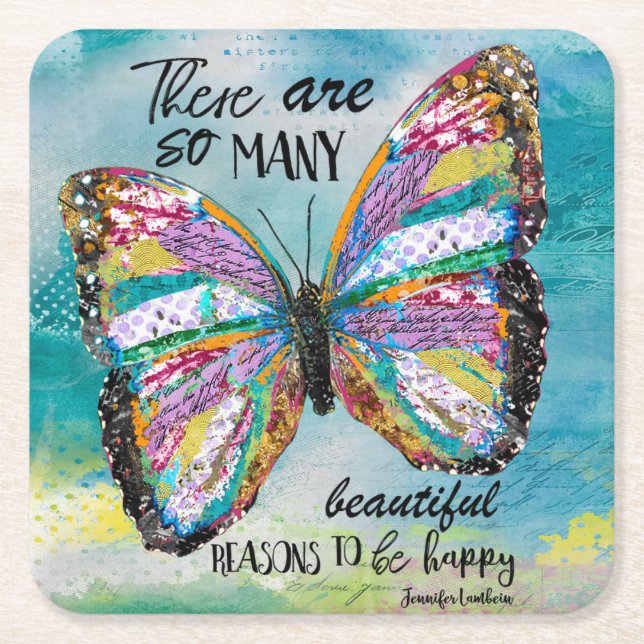 Porta-copo De Papel Quadrado Há Tantas Razões Bonitas (Frente)