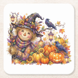 Porta-copo De Papel Quadrado Halloween Assustador, Espantalho Curioso, Colheita