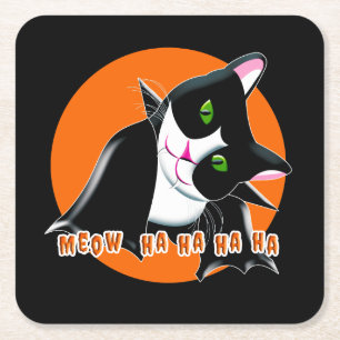 Porta-copo De Papel Quadrado Halloween Cat