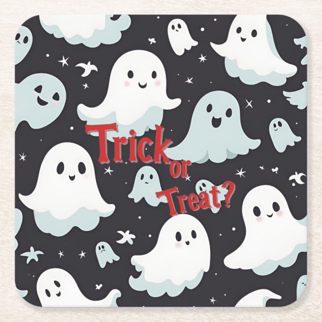 Porta-copo De Papel Quadrado Halloween de Trick Treat House Assombrado (Frente)