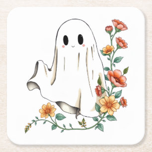 Porta-copo De Papel Quadrado Halloween do pequeno Boo, Halloween, Fantasma,