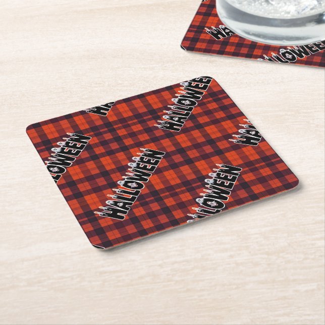 Porta-copo De Papel Quadrado Halloween Ghost Candle Lettering (Inclinado)