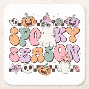 Porta-copo De Papel Quadrado Halloween Ghosts Spooky Season
