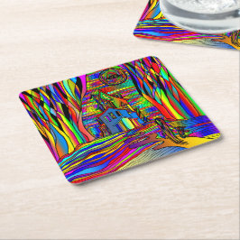 Porta-copo De Papel Quadrado Halloween Haunted House Abstrato assustador Colorf