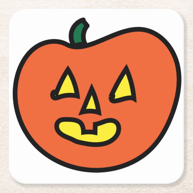 Porta-copo De Papel Quadrado Halloween Jack-o-lantern (Frente)