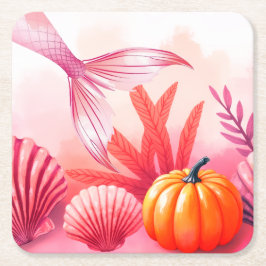 Porta-copo De Papel Quadrado Halloween Mermaid Pink