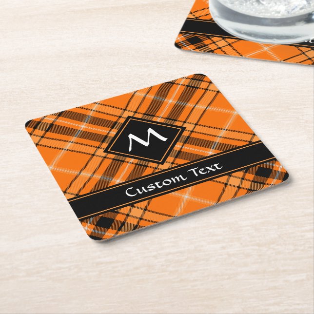 Porta-copo De Papel Quadrado Halloween Orange Tartan (Inclinado)