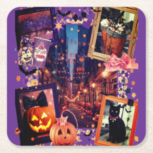 Porta-copo De Papel Quadrado Halloween Pumpkins Cute Girly Spooky