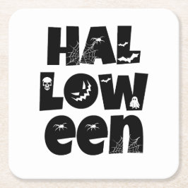 Porta-copo De Papel Quadrado Halloween Typography