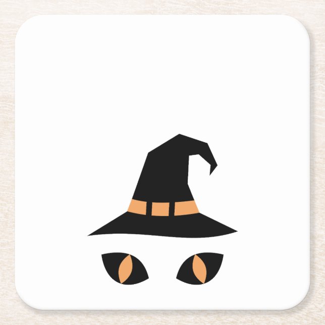 Porta-copo De Papel Quadrado Halloween witchy cat (Frente)