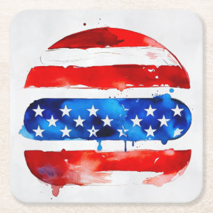 Porta-copo De Papel Quadrado Hamburger América (Pintura Branca No. 2)