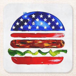 Porta-copo De Papel Quadrado Hamburger América (Pintura Branca No. 5)