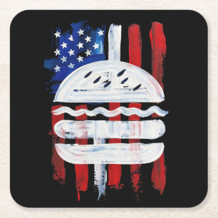 Porta-copo De Papel Quadrado Hamburger América (Pintura Preta Nº 1)
