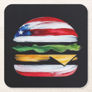 Porta-copo De Papel Quadrado Hamburger América (Pintura Preta Nº 2)