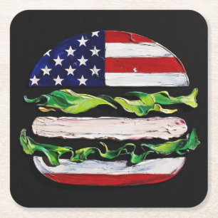Porta-copo De Papel Quadrado Hamburger América (Pintura Preta Nº 5)