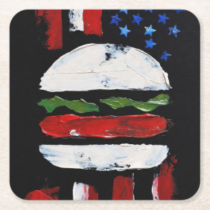 Porta-copo De Papel Quadrado Hamburger América (Pintura Preta Nº 7)